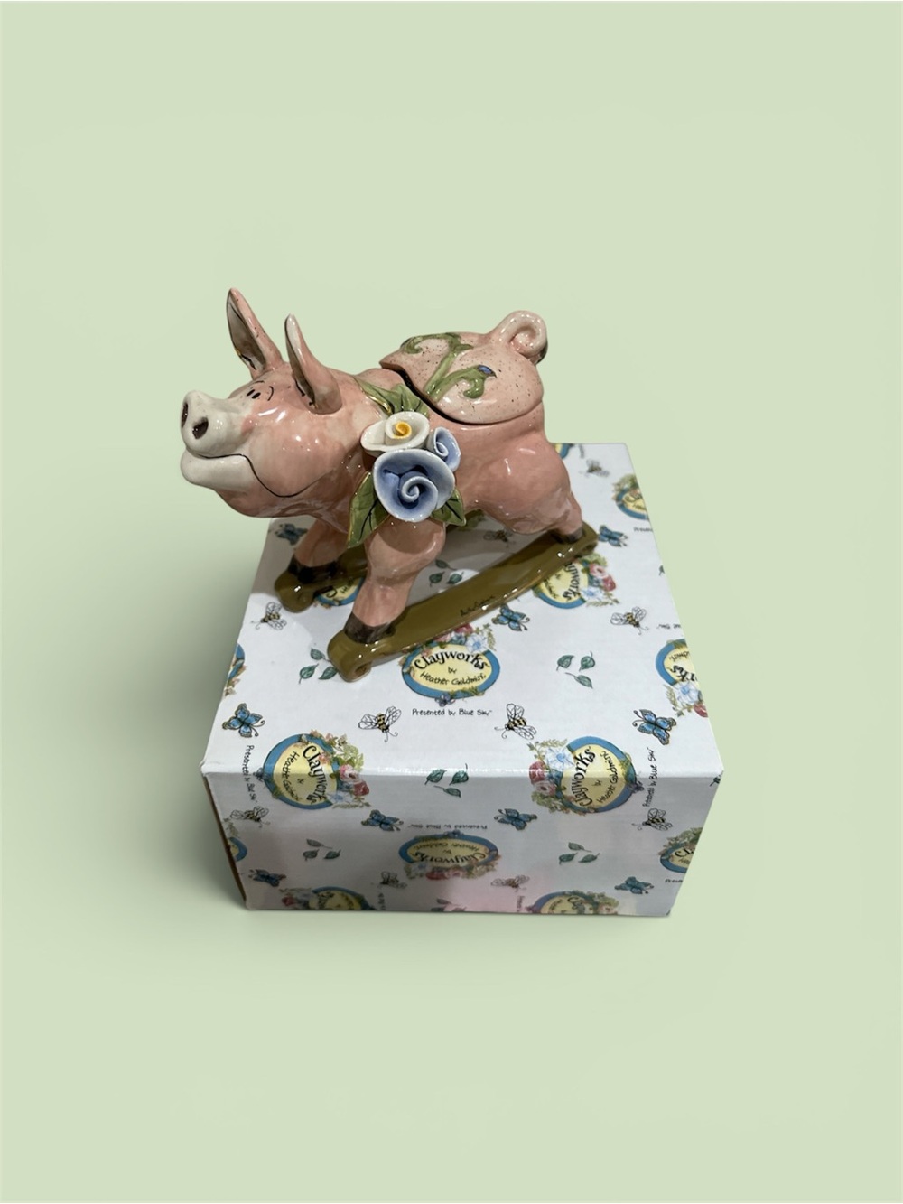 Blue Sky Clayworks Heather Goldminc Vintage "Rocking Secret Pig" MINT!